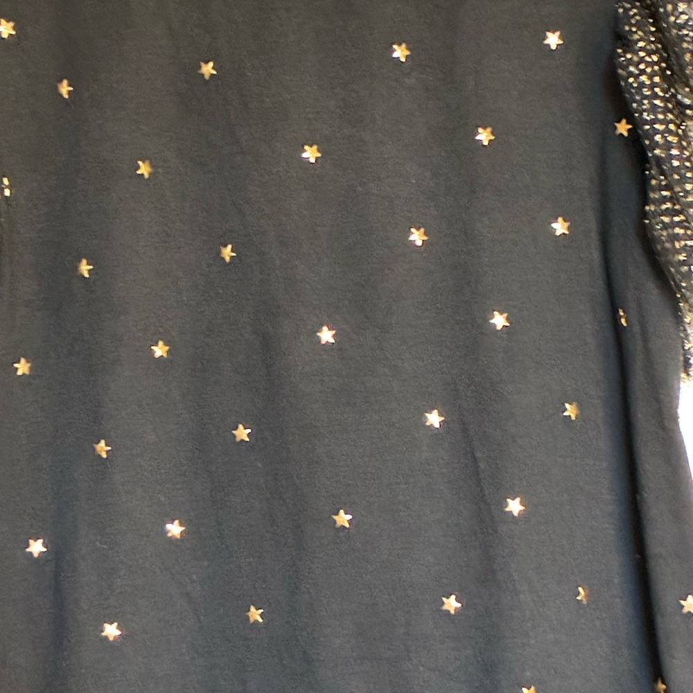 Black Starry Blouse with Ruffle Sleeves - Picture 2 of 6
